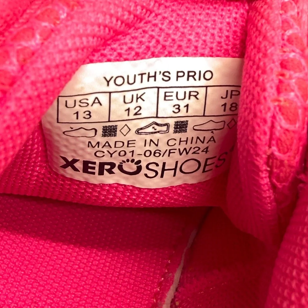 XERO Shoes Prio Little Girls Sneakers 13 Pink Barefoot Minimalist